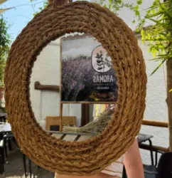 Espejo de esparto redondo